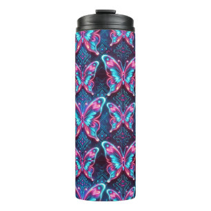 Neon-Schmetterlingsmuster Thermosbecher
