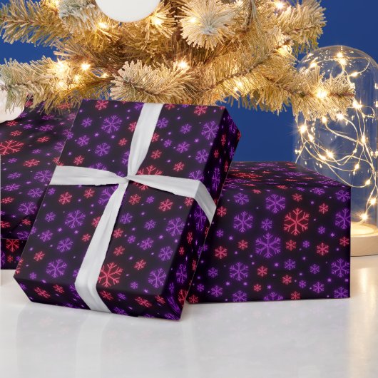 Neon-Schneeflocken Geschenkpapier (Feiertage)