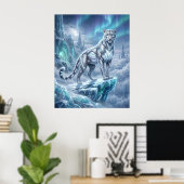 Neon-Schneeleopard-Gletscherspitze Poster (Heimbüro)