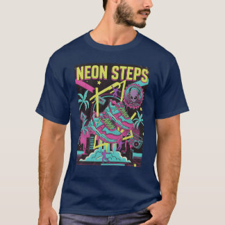 Neon-Schritte Retro-Athletik retro T-Shirt