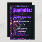 Neon Schwarz moderne Überraschung Einladung QR uAw (Vorne/Hinten)