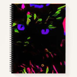 Neon-Schwarze Katze mit leuchtenden Augen Notizblock