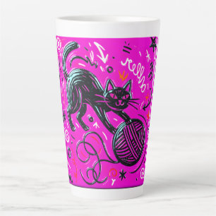 Neon-Schwarzkatzen-Kunst Milchtasse