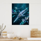 Neon Schwertfisch Geschwindigkeit Strömung Poster (Küche)