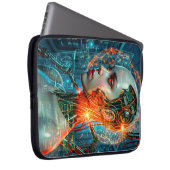 Neon-Sci-Fi-Cyborg-Frau Cyberpunk-Tech Laptopschutzhülle (Vorne Rechts)