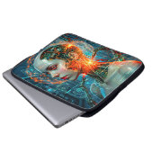 Neon-Sci-Fi-Cyborg-Frau Cyberpunk-Tech Laptopschutzhülle (Vorne Knopf)