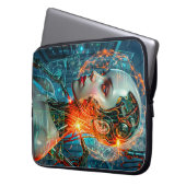 Neon-Sci-Fi-Cyborg-Frau Cyberpunk-Tech Laptopschutzhülle (Vorderseite Links)