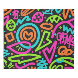 Neon Scribble Splash Duvet Cover