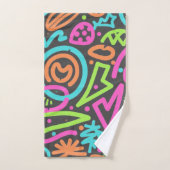 Neon Scribble Splash Handtuch - Lebhafter Retro Po Badhandtuch Set (Handtuch)