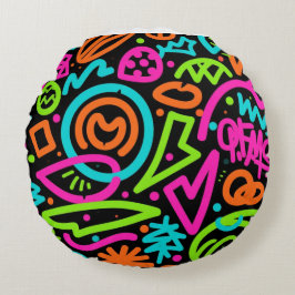 Neon Scribble Splash Throw Kissen - Retro Pop Colo