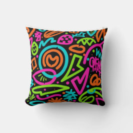 Neon Scribble Splash Throw Kissen - Retro Pop Colo