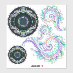 Neon Sea Life gezeichnet Aufkleber