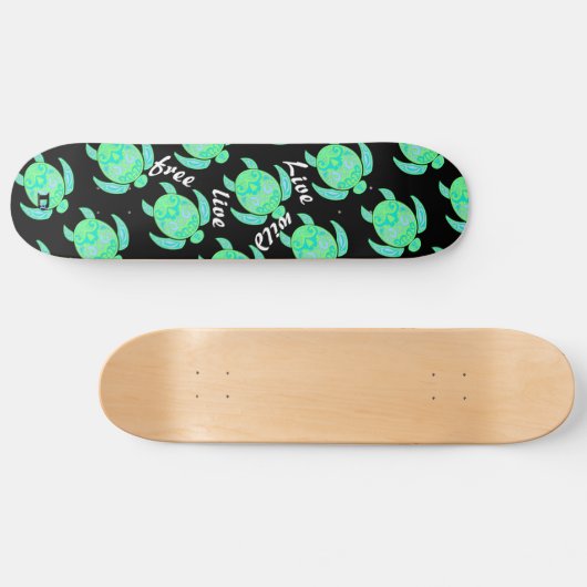 Neon Sea Turtle Pattern Dd Brand Skateboard (Horizontal)