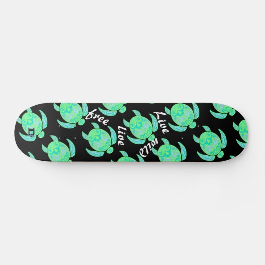 Neon Sea Turtle Pattern Dd Brand Skateboard (Horizontal)