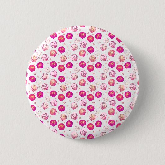 Neon Seashells - Nahtloses Küstenmuster Button (Vorderseite)