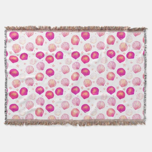 Neon Seashells - Nahtloses Küstenmuster Decke (Vorderseite)