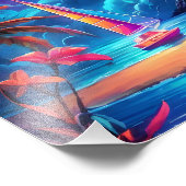 Neon Seaside Beacon 2 Fotodruck (Ecke)