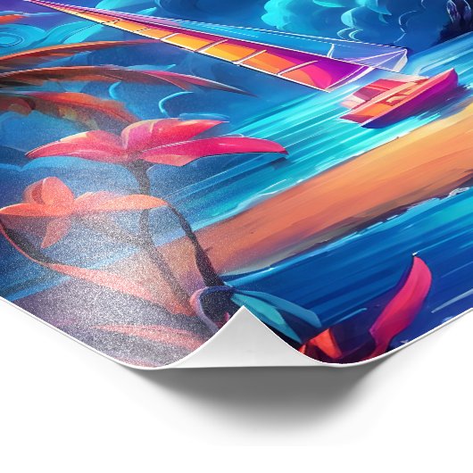 Neon Seaside Beacon 2 Fotodruck (Ecke)