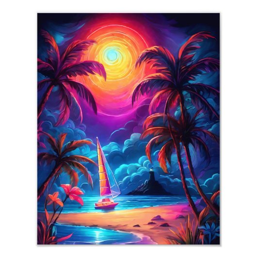 Neon Seaside Beacon 2 Fotodruck (Vorne)