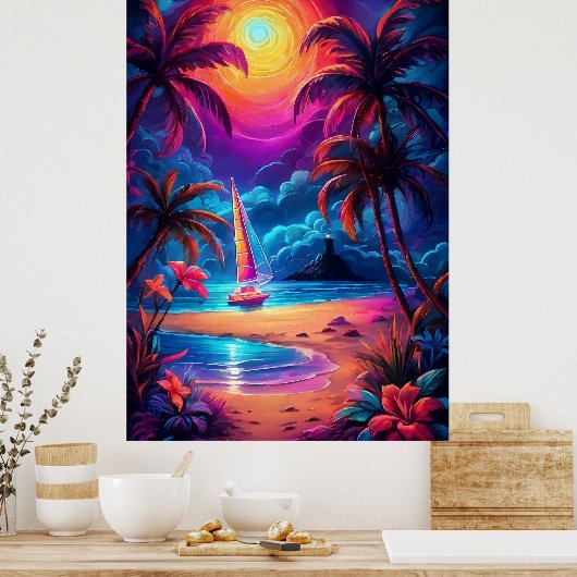 Neon Seaside Beacon 2 Poster (Küche)