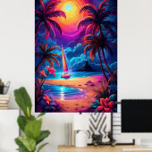 Neon Seaside Beacon 2 Poster (Heimbüro)