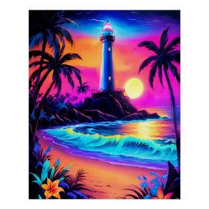 Neon Seaside Beacon 3 Poster