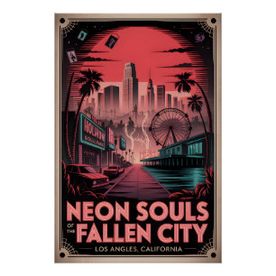 Neon-Seelen des heimgesuchten Los Angeles Poster