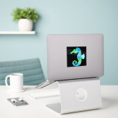 Neon-Seepferdchen Aufkleber (Laptop auf Schreibtisch)