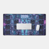Neon Sentinel 2026 – Cyberpunk Android & Robo-Pets Schreibtischunterlage (Tastatur & Maus)