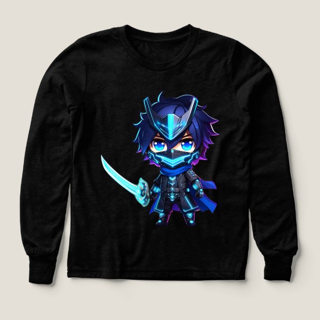 Neon Shadow - Chibi Cyber Ninja Sweatshirt - Produ (Design Vorderseite)