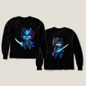 Neon Shadow - Chibi Cyber Ninja Sweatshirt - Produ (Design Vorder- & Rückseite)