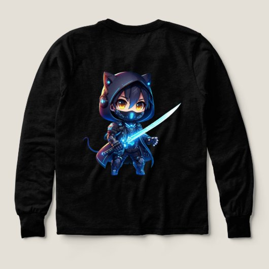Neon Shadow - Chibi Cyber Ninja Sweatshirt - Produ (Design Rückseite)