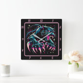 Neon Shadow Panther Timepiece Glow Quadratische Wanduhr (Zuhause)