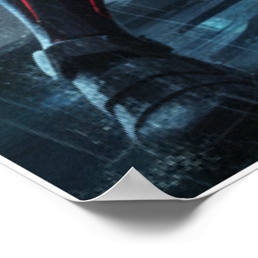 Neon Shadow Samurai Art Poster (Ecke)