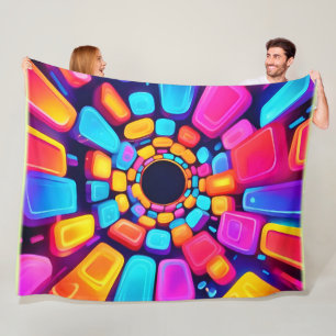 Neon Shapes Abstrakt Tunnel Art Fleecedecke
