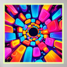 Neon Shapes Abstrakt Tunnel Art Poster