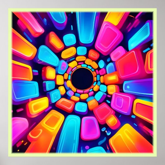 Neon Shapes Abstrakt Tunnel Art Poster (Vorne)