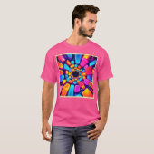Neon Shapes Abstrakt Tunnel Art T-Shirt (Vorne ganz)