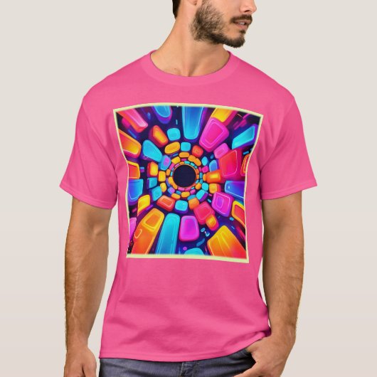 Neon Shapes Abstrakt Tunnel Art T-Shirt (Vorderseite)
