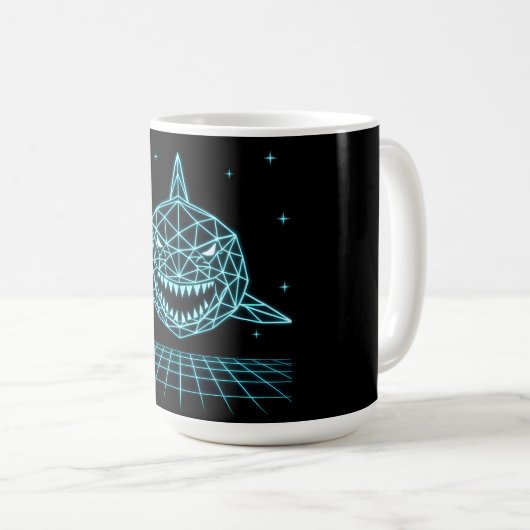 Neon Shark Synthwave - Retro Ocean Predator Kaffeetasse (VorderseiteRechts)
