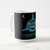 Neon Shark Synthwave - Retro Ocean Predator Kaffeetasse (Vorderseite Links)