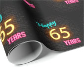 Neon Sign auf Brick für 65. Geburtstag Geschenkpapier (Rolleneckpunkt)