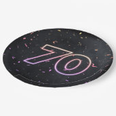 Neon Sign auf der schwarzen Papierplatte Pappteller (Schrägansicht)