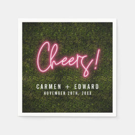 Neon Sign Cheers Wedding Serviette