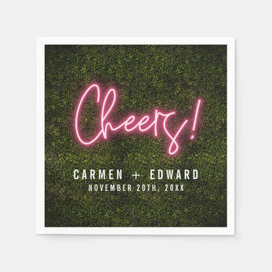 Neon Sign Cheers Wedding Serviette (Vorderseite)