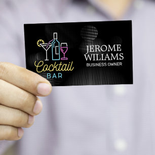 Neon Sign   Cocktail Bar Business Card Visitenkarte
