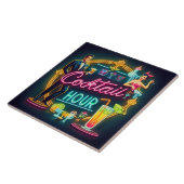 Neon Sign Cocktail Hour Couple aus dem Mittelalter Fliese (Seite)