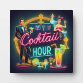 Neon Sign Cocktail Hour Couple aus dem Mittelalter Fotoplatte (Vorderseite)