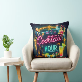 Neon Sign Cocktail Hour Couple aus dem Mittelalter Kissen