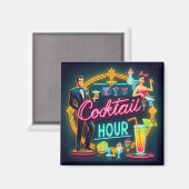 Neon Sign Cocktail Hour Couple aus dem Mittelalter Magnet (Vorderseite/Rückseite)